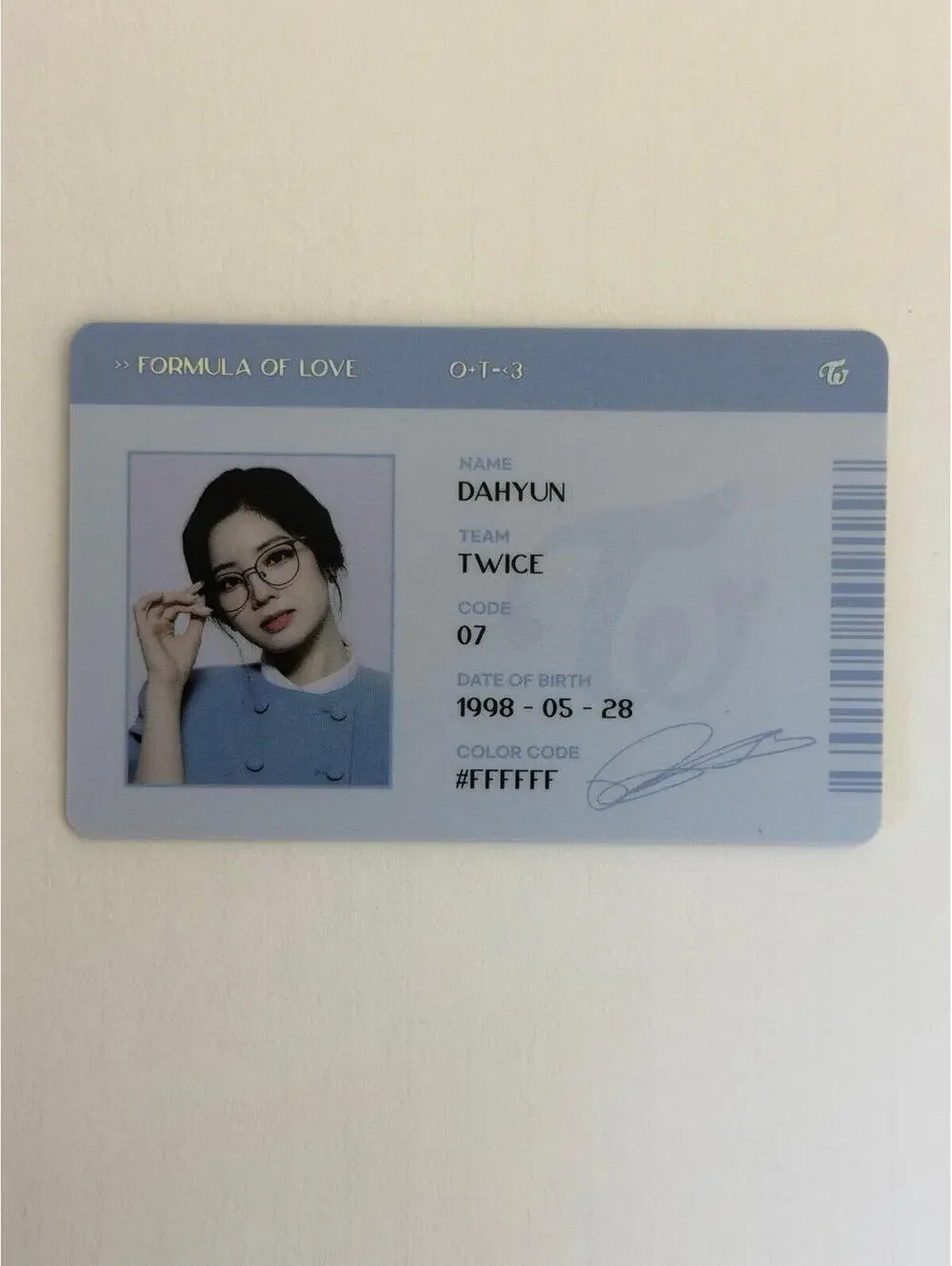 Twice Dahyun FORMULA OF LOVE Inclusion Scientist ID Photocard